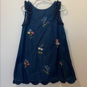 girls summer denim dress with embroidery